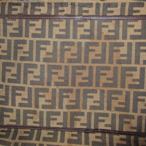 Vintage Fendi FF Zucca Brown Canvas and Leather Large Tote Bag Made In Italy - Picture 11 of 16